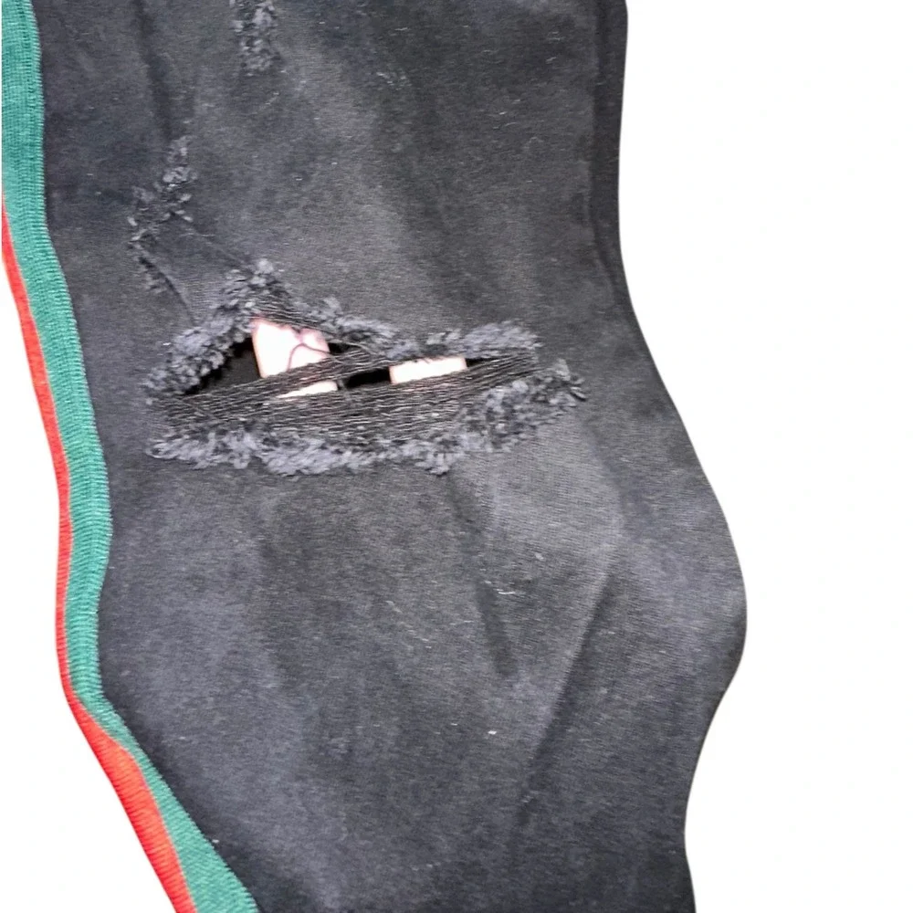Saint Morta Black Red Green‎ Striped Distressed Denim Joggers Size Large